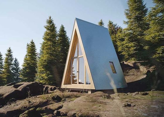 Prefab A Frame House Light Steel Hotel Unit Tiny Building Cabinas de madera para las vacaciones
