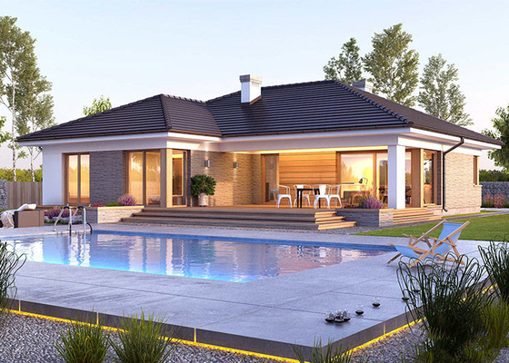 AS / NZS / EE.UU. Cuadro de acero ligero Casa prefabricada modular Villa