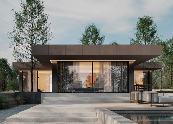 Casa prefabricada de lujo de 4 dormitorios Villa prefabricada Casa con marco de acero ligero Ktis