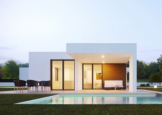 Casas modulares prefabricadas de lujo con marco de acero de calibre ligero.