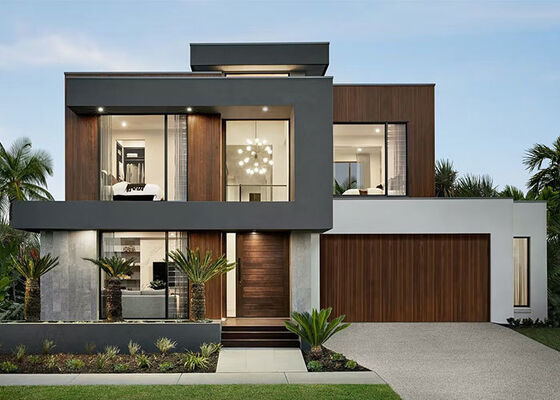 Villa de lujo de 2 pisos prefabricada, sistema panelizado construido con estructura de acero ligero