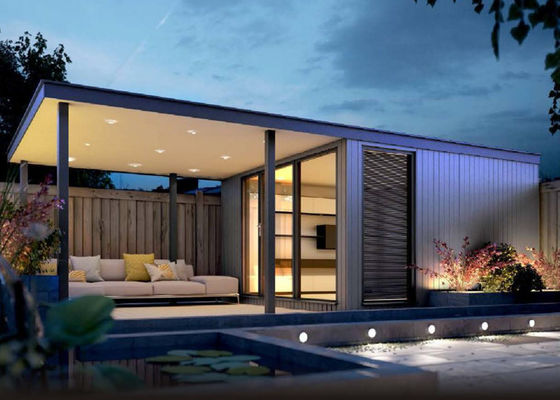 Cuadro de acero de calibre ligero Casas prefabricadas modulares Oficina de jardín con ventanas de doble cristal