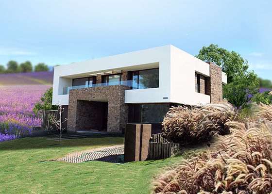 Casa Modular Moderna. Casa Prefabricada con Cuadro de Acero Ligero con Ventanas Grandes