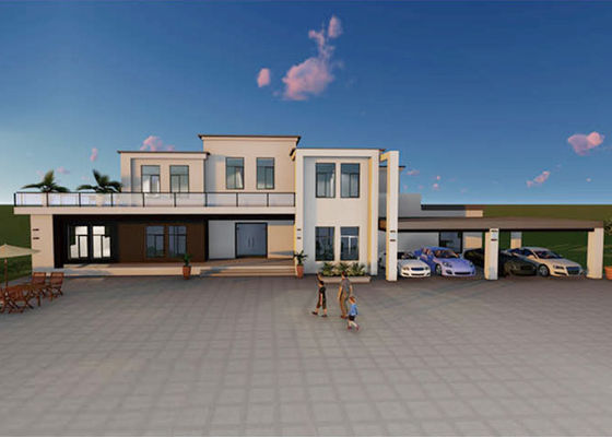 La casa prefabricada del verde de la terraza del jardín se dirige la casa de marco de acero ligera prefabricada separada de la cubierta doble