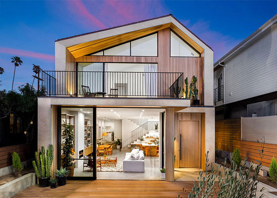 Casa modular de 2 pisos prefabricada de acero ligero con ventanas grandes Villa de Asís