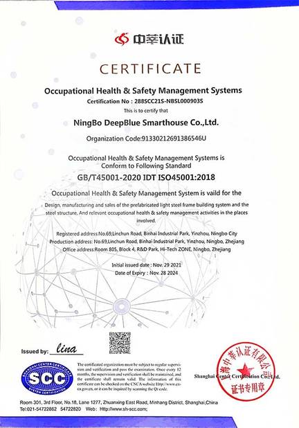 CHINA NINGBO DEEPBLUE SMARTHOUSE CO.,LTD certificaciones