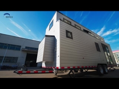 Casa minúscula prefabricada modular de la estructura de acero ligera en las ruedas con el remolque