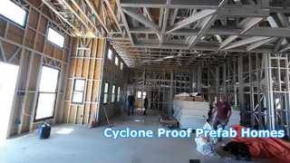 Ver: Escaparate de kits de casas prefabricadas modernas a prueba de ciclones de casas prefabricadas con revestimiento de Wpc